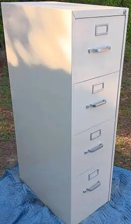 HON,4-Drawer,Letter-Size File Cabinet,Almond,Filing Rails,Lock-Key