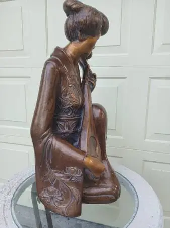 TALL 26 HIGH LADY STATUE PLAYING A LUTE