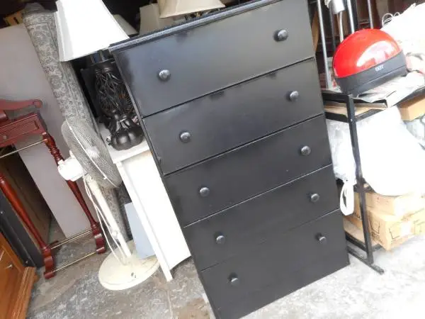 Modern Black 5 Drawer Tall Dresser