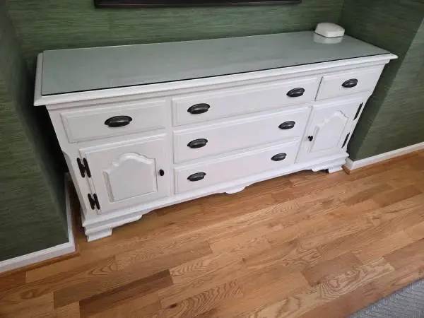 Vintage White Triple Dresser Buffet