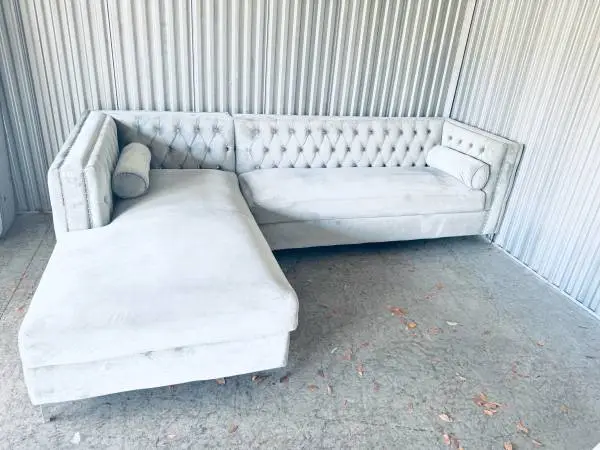 High End Z Gallerie Crystal Encrusted Sectional Sofa w/Storage