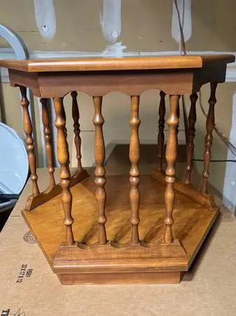 Vintage MCM Hexagon Side End Accent Table Colonial Style