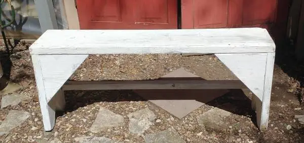White Distressed Farmhouse Rustic Wood Bench