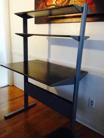Ikea Fredrik Black Compact Adjustable Height Desk for Stand or Sitting