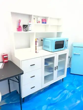 White Kitchen Pantry Storage Cabinet w/ Hutch