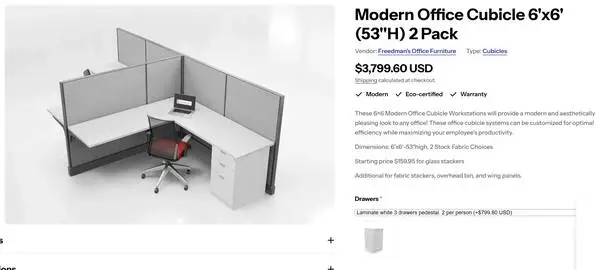 Modern Office Cubicle 6x6 2 Pack