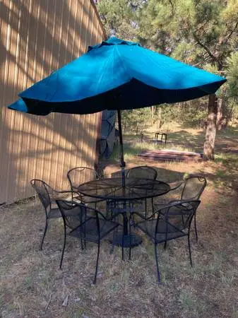 Wrought Iron Patio Set- Table and 6 Armchairs