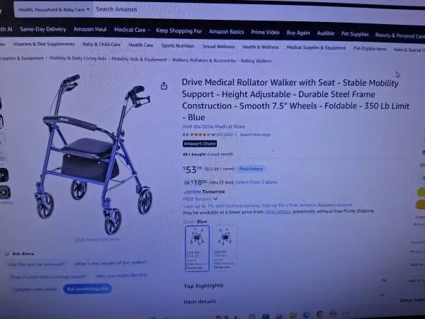 Drive Medical Rollator Walker with Seat - Stable Mobility Support - He
