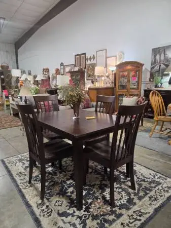 Dark Wood Dining Table & 4 Chairs