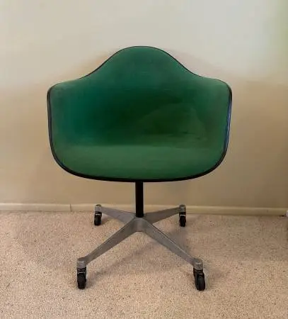 Vintage 1977 Herman Miller Eames Fiberglass Green Office Armchair