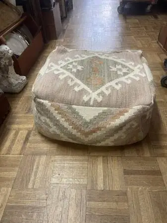 Poof footstool ottoman Indian boho pattern