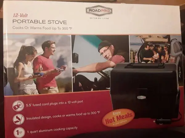 New 12v portable stove-cooks or warms food
