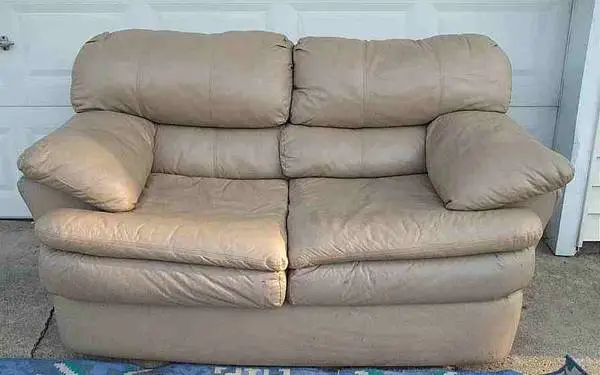 LOVE SEAT Sofa Cream Color Vinyl Living Room Furniture COMFORTABLE