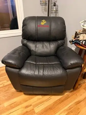 La-Z-Boy Black Leather Recliner (USMC)