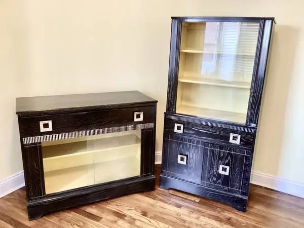 1950s Dining Room Buffet + Cabinet Black Furniture Viennese Modernist