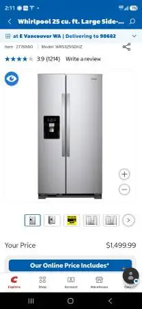 Whirlpool 25cu.ft. Refrigerator - Brand New
