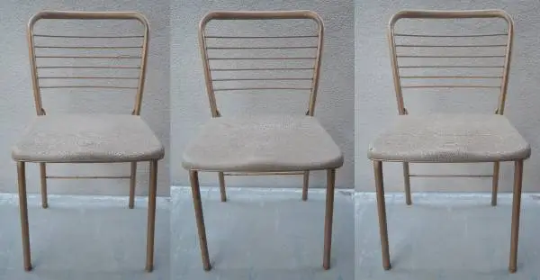 Set of Three Hamilton Cosco Brand MCM-Style Portable Gate-Fold Chairs