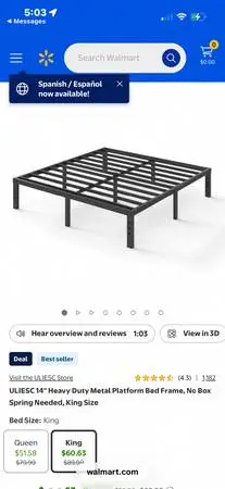 King Size Black Metal Bed Frame