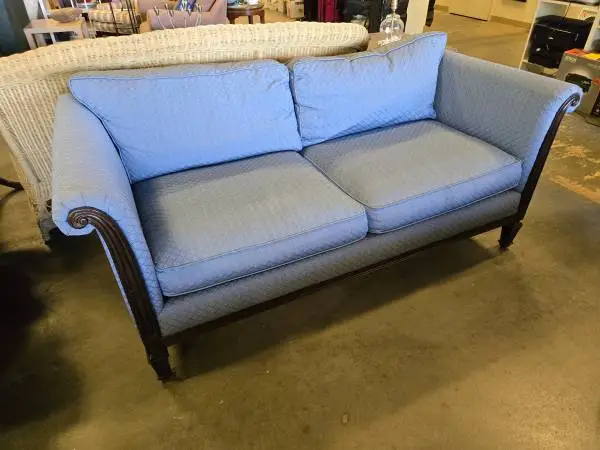 Habitat for Humanity Restore – Walter E. Smithe Blue Wood Frame Sofa