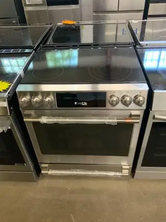**GE CAFE` STAINLESS ELECTRIC SLIDE IN STOVE**ON SALE NOW**