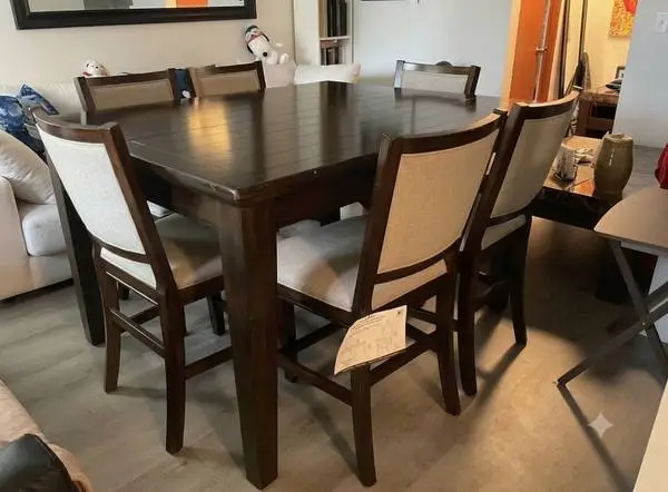 Furniture counter-height dining set w/ 6 chairs