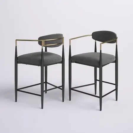 Maconay Upholstered Counter Stool Chair with Metal Frame (Set of 2)