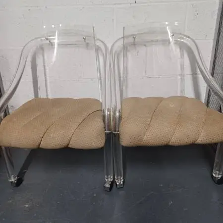 Clear Lucite Chair on Wheels- 2 CHAIRS IDENTICAL BY HILL MANUFACTUR