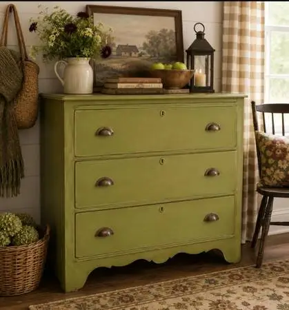 Antique Green Dovetailed Chest of Drawers