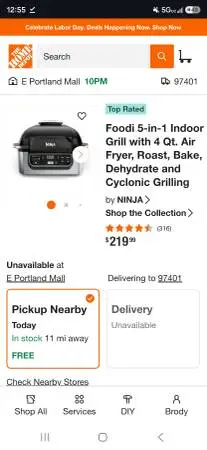 Ninja Foodi Grill 5-in-1 Smart Indoor Air Fryer/Grill/Oven