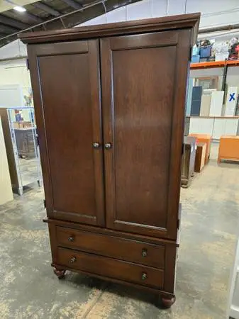 Habitat for Humanity Restore – Large Dark Stained 2-Drawer Armoire