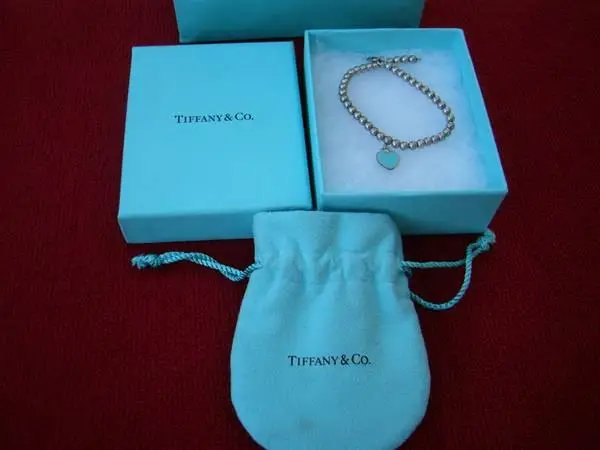 Tiffany Co. Sterling (925) Beaded Enamel Heart Bracelet (Needs Repair)