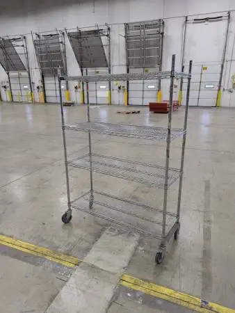 4 Shelf tier Complete chrome rolling shelving rack unit Metro w caster