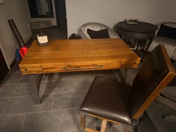Wood Desk w/ Chair & Lamp