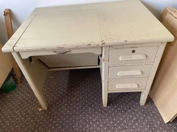VINTAGE  OFFICE DESK  with typewriter shelf