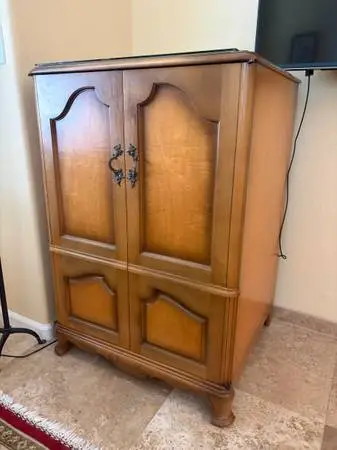 Mid-century Wooden Armoire Media Cabinet