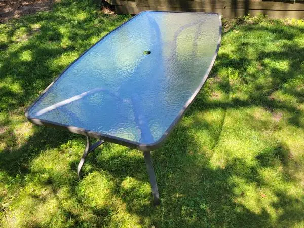 Glass patio table 38 x 67