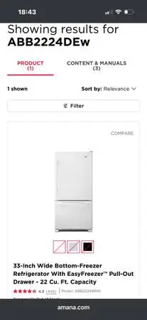 Amana white refrigerator