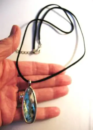 Vintage Signed Pendant Necklace on long corded chain with lobster