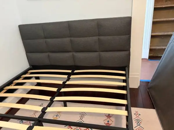 Queen mattress, bed frame, and headboard