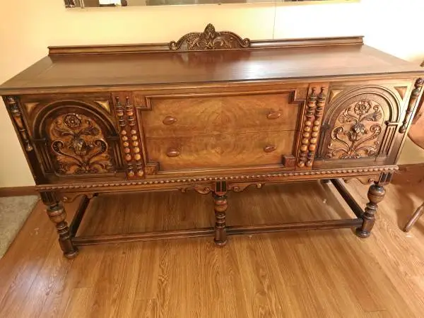 Antique carved oak sideboard -- Berkey & Gay