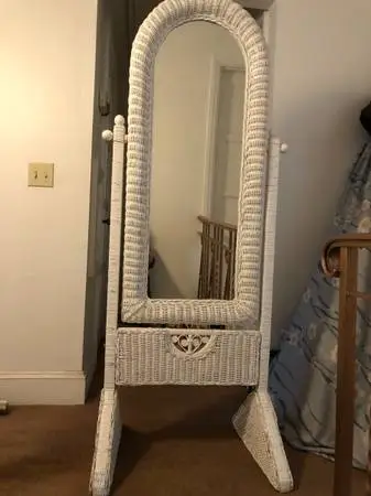 Mirror-Floor Standing-Vintage-Wicker-Mew Price