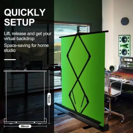 EMART Collapsible Green Screen – 58 x 74 Pull-Up Chroma Key Backdrop