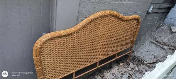 Vintage boho rattan King headboard