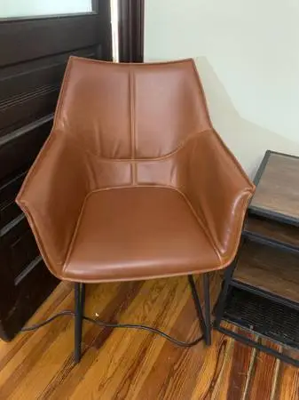 Set of 2 Faux Leather Upholstered Cappuccino Modern Industrial Dining Chairs