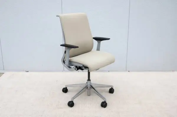 Steelcase Think Ergonomic Executive Desk Chair, Beige Fabric, Platinum