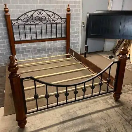 Beautiful sturdy solid wood & metal QUEEN size bed frame