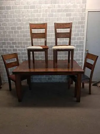 Wooden Dining Table with 4 Chairs