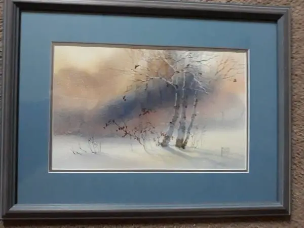 Framed original watercolor by Diane Bartz