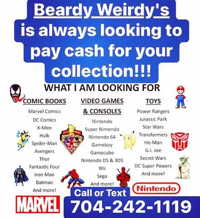 We buy comics, retro video games, vintage toys and MORE!!!