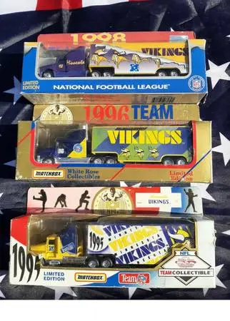 Matchbox 1995,96 &98 Minnesota Vikings 18 Wheelers Tractor Trailers